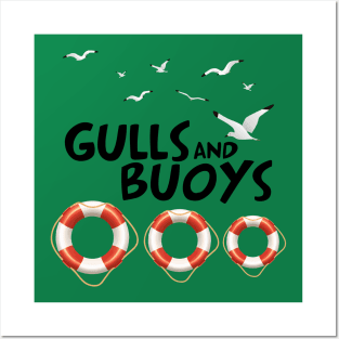 Cruise Gulls Buoys Funny Sailing Summer Trip Family Posters and Art